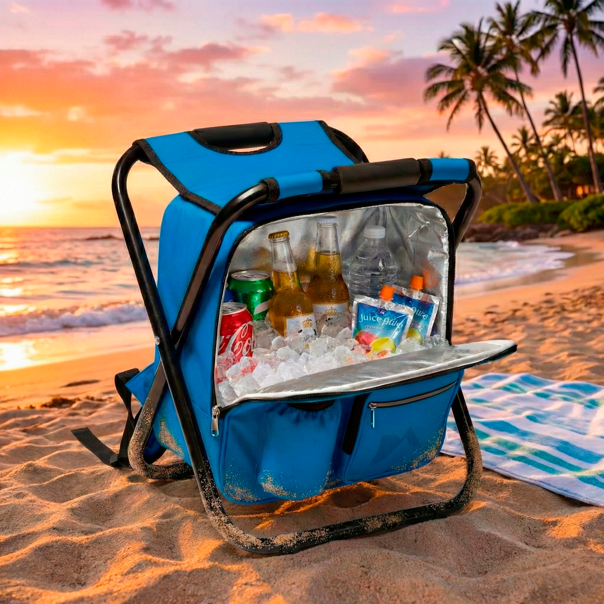 Silla Mochila Hielera Plegable